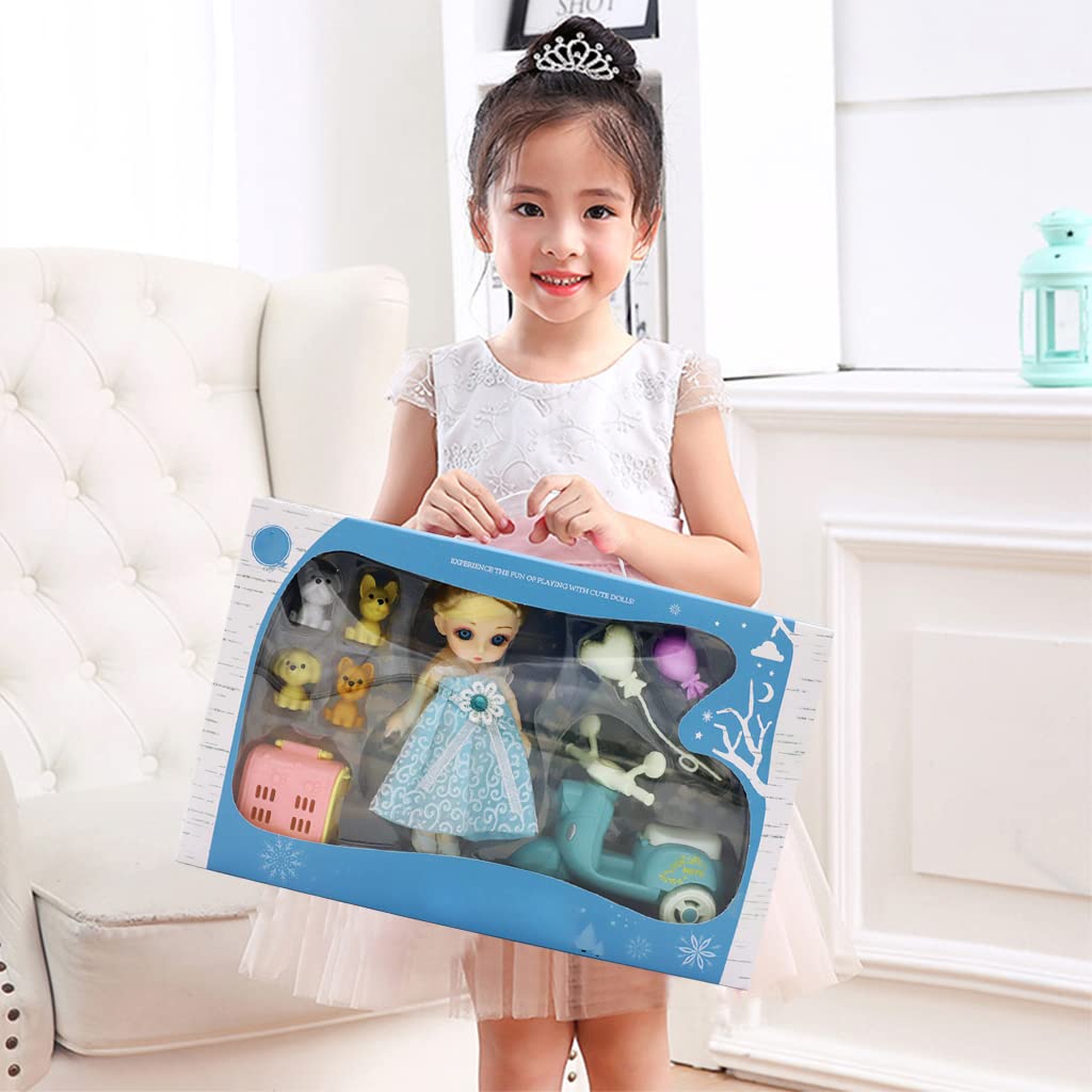 PATPAT Doll Set with Motorcycle Prop, Dollhouse Princess Toys, Cute Cartoon Doll Toy for Girls, Birthday Gift for Girl, Gift Box Packing (Blue) PATPAT Doll Set with Motorcycle Prop, Dollhouse Princess Toys, Cute Cartoon Doll Toy for Girls, Birthday Gift for Girl, Gift Box Packing (Blue)